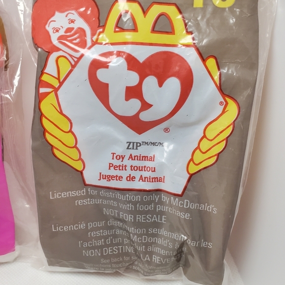 1999 McDonald's Ty Teenie Beanie cats #12 Chip #10 zip Sealed In Bags - Picture 3 of 5